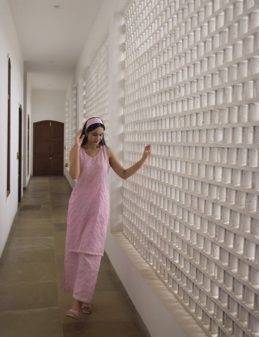 Scarlet pink kurta set