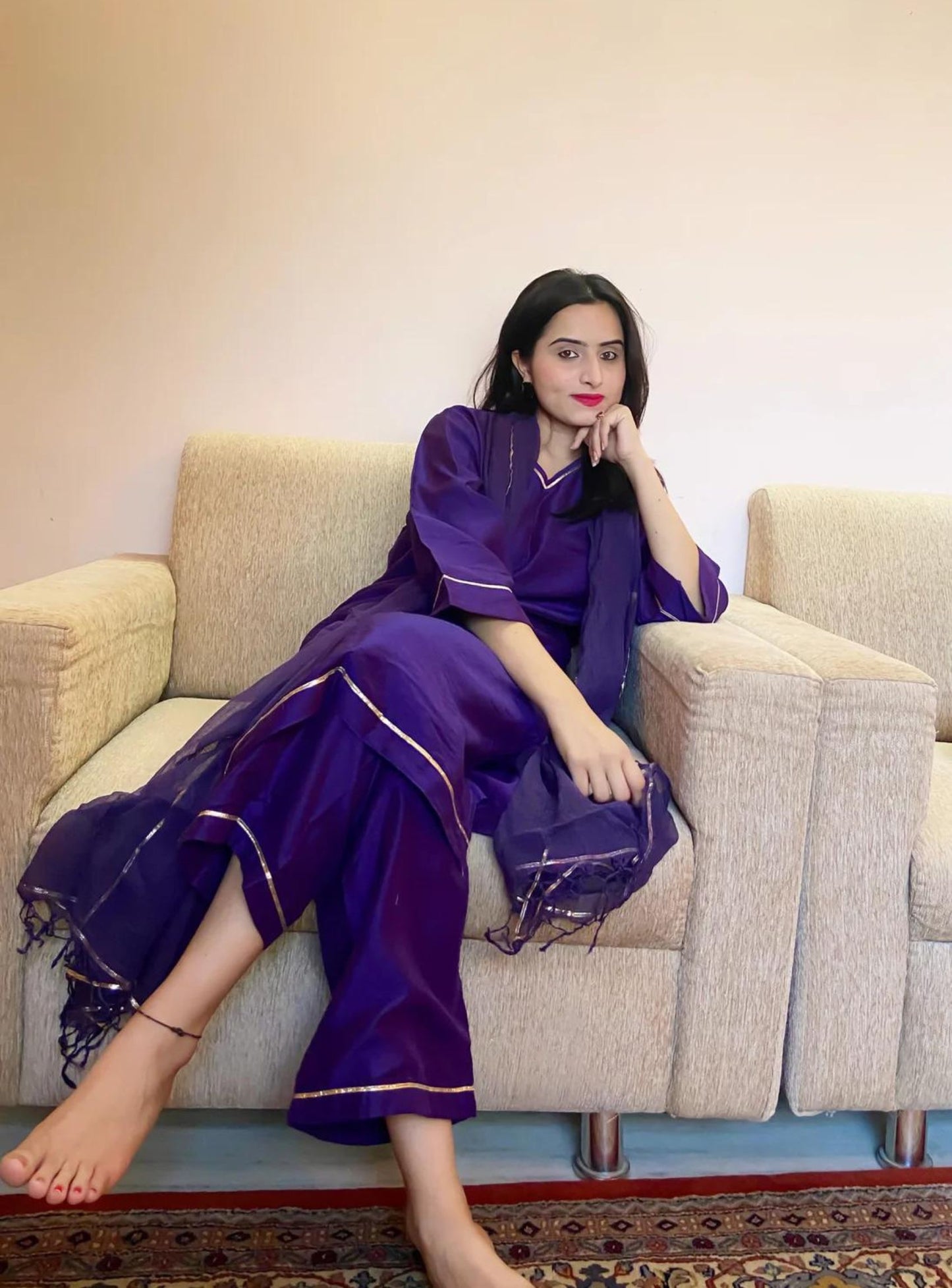 Purple Chanderi Suit