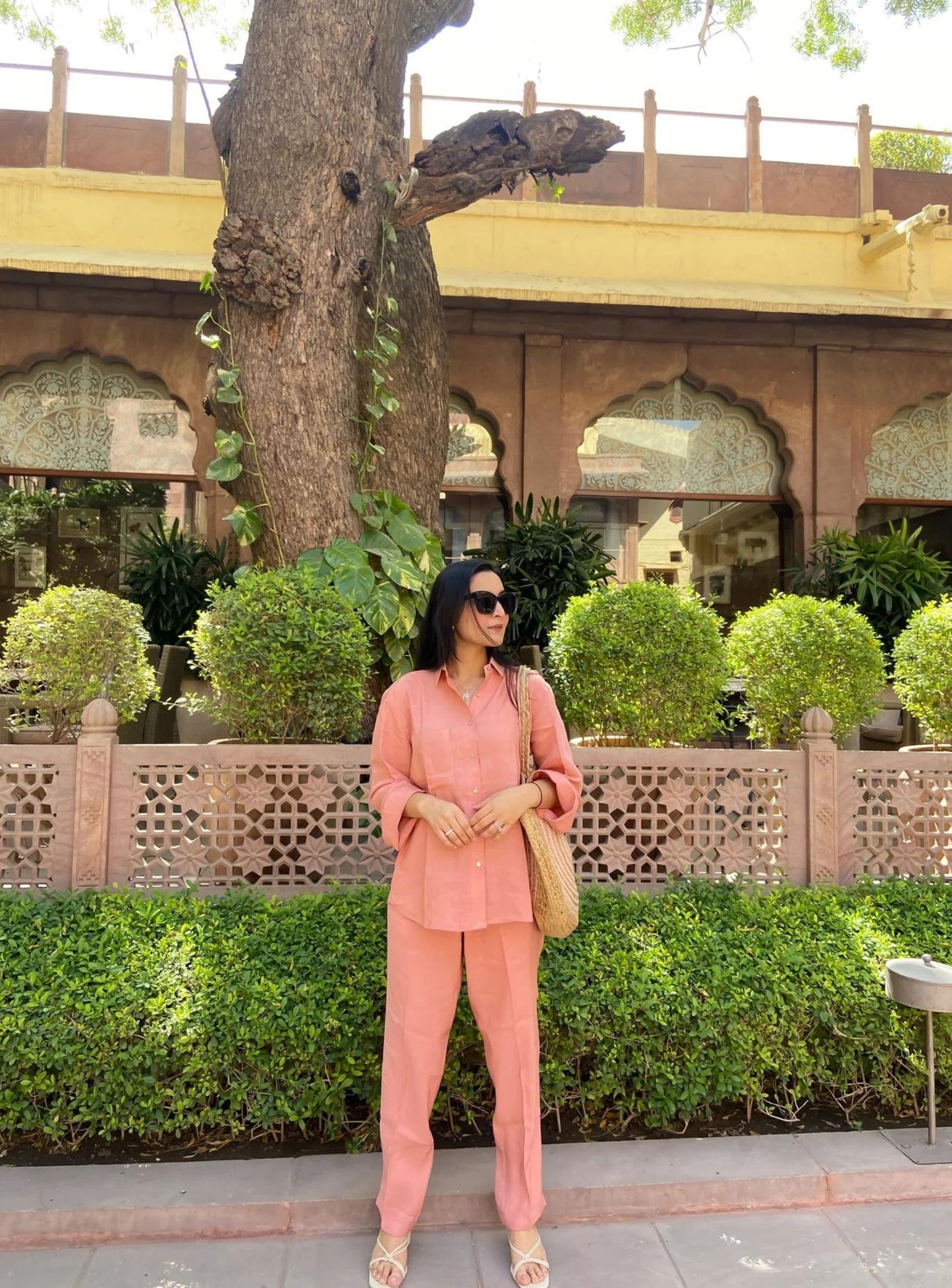 Peach linen coord set