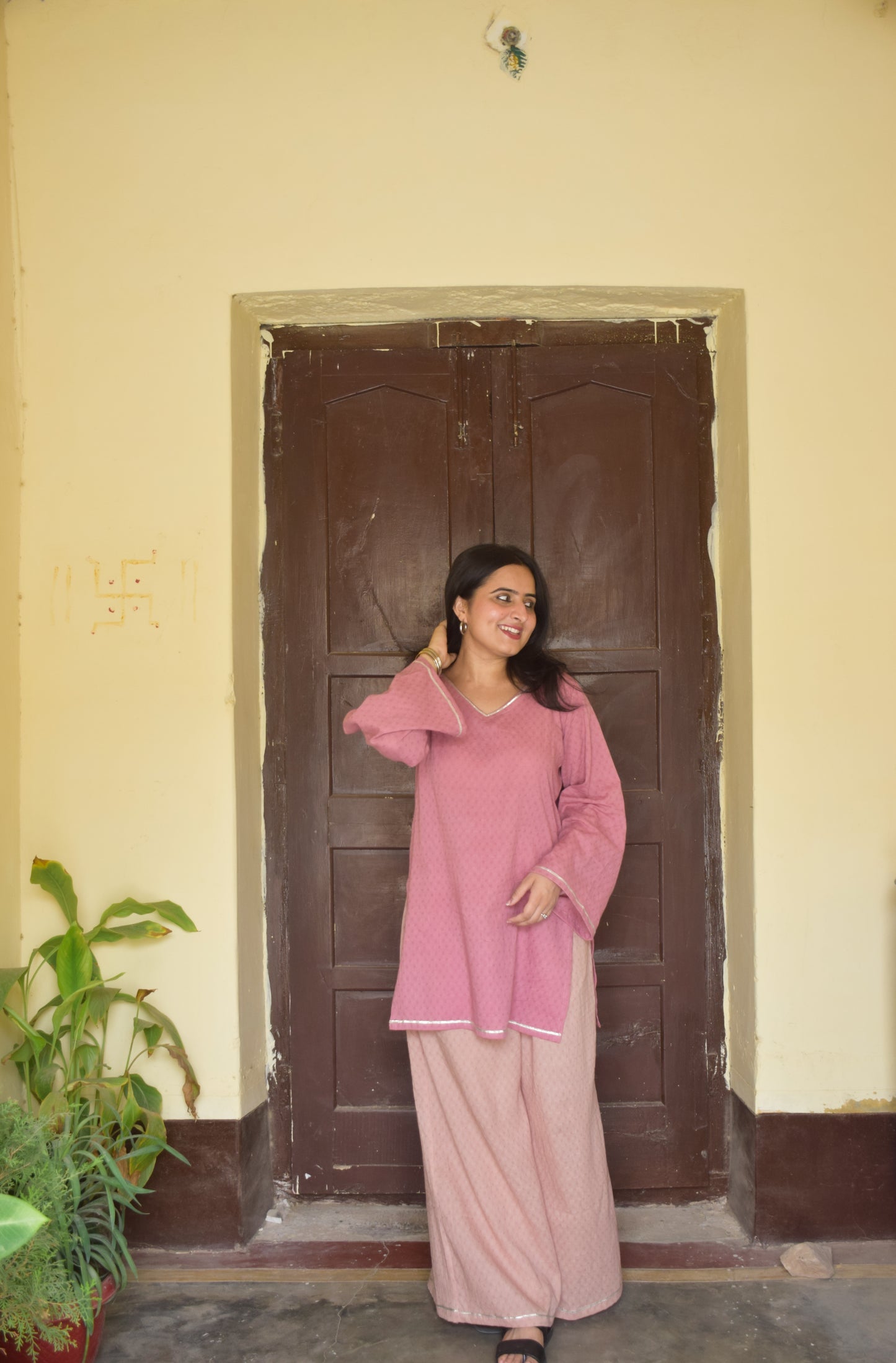Blush Pink Cotton Kurta Set