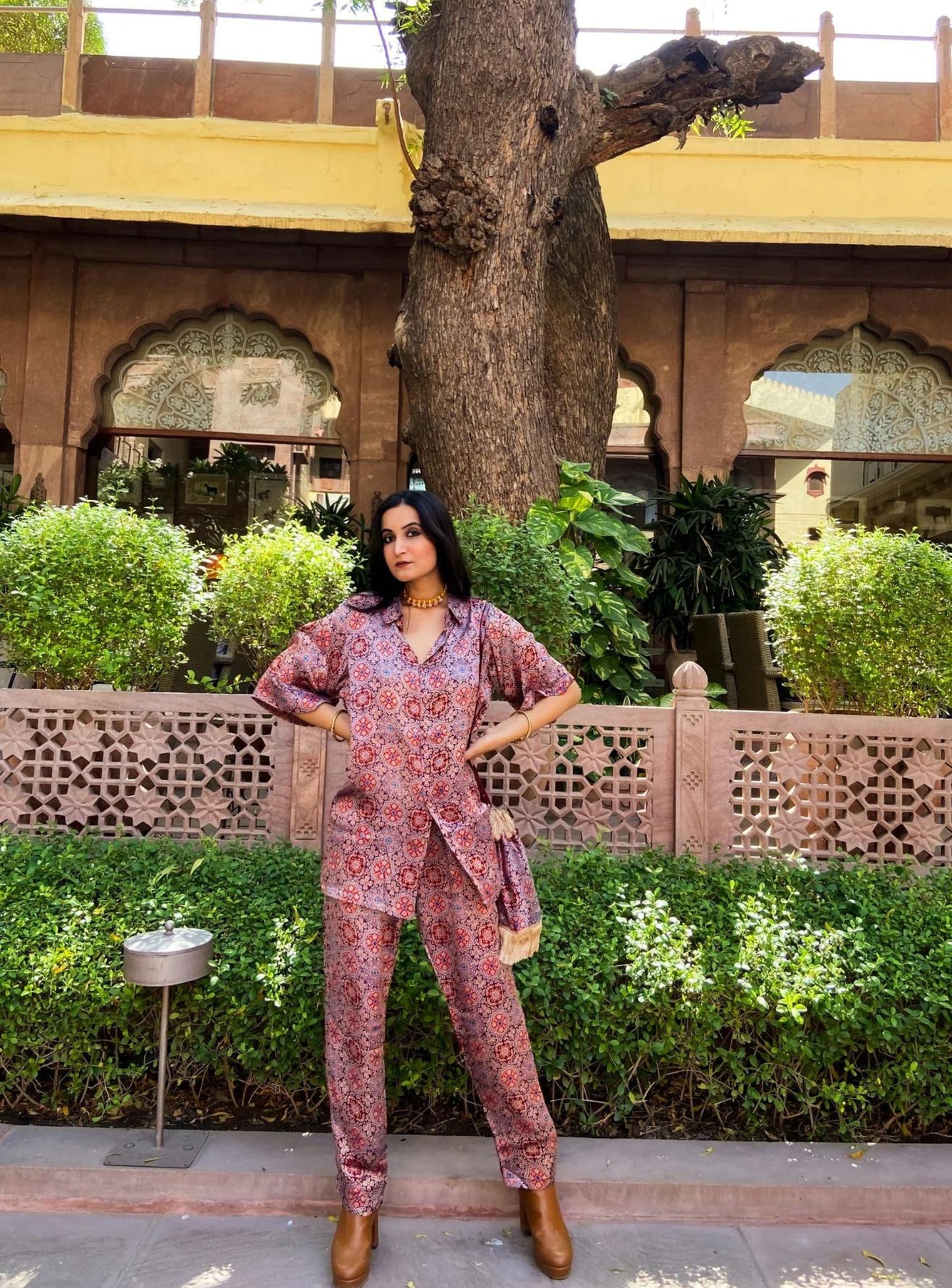 Maroon Hand Block Printed Co-ord Set