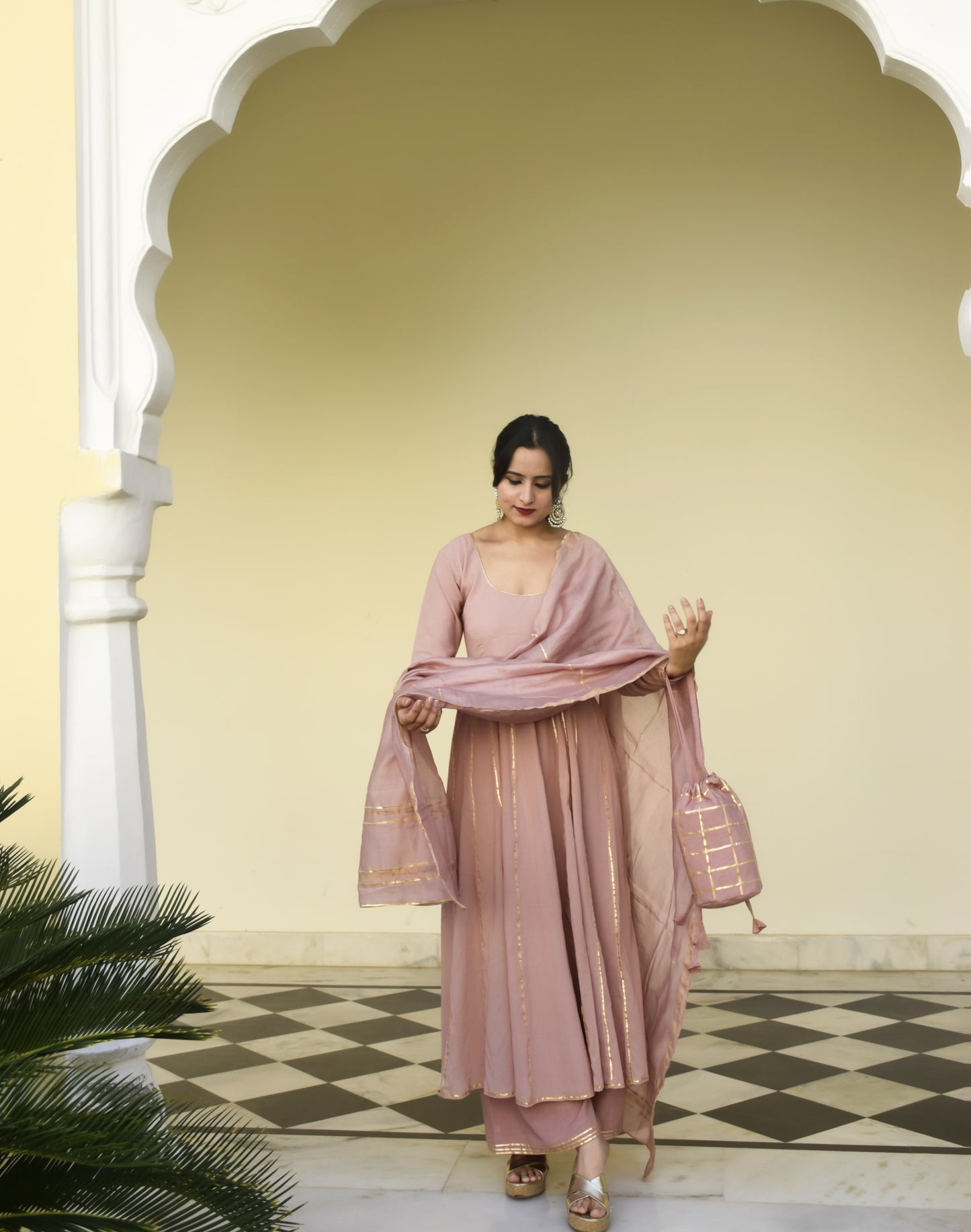 Blush Pink Gotapatti Anarkali Set