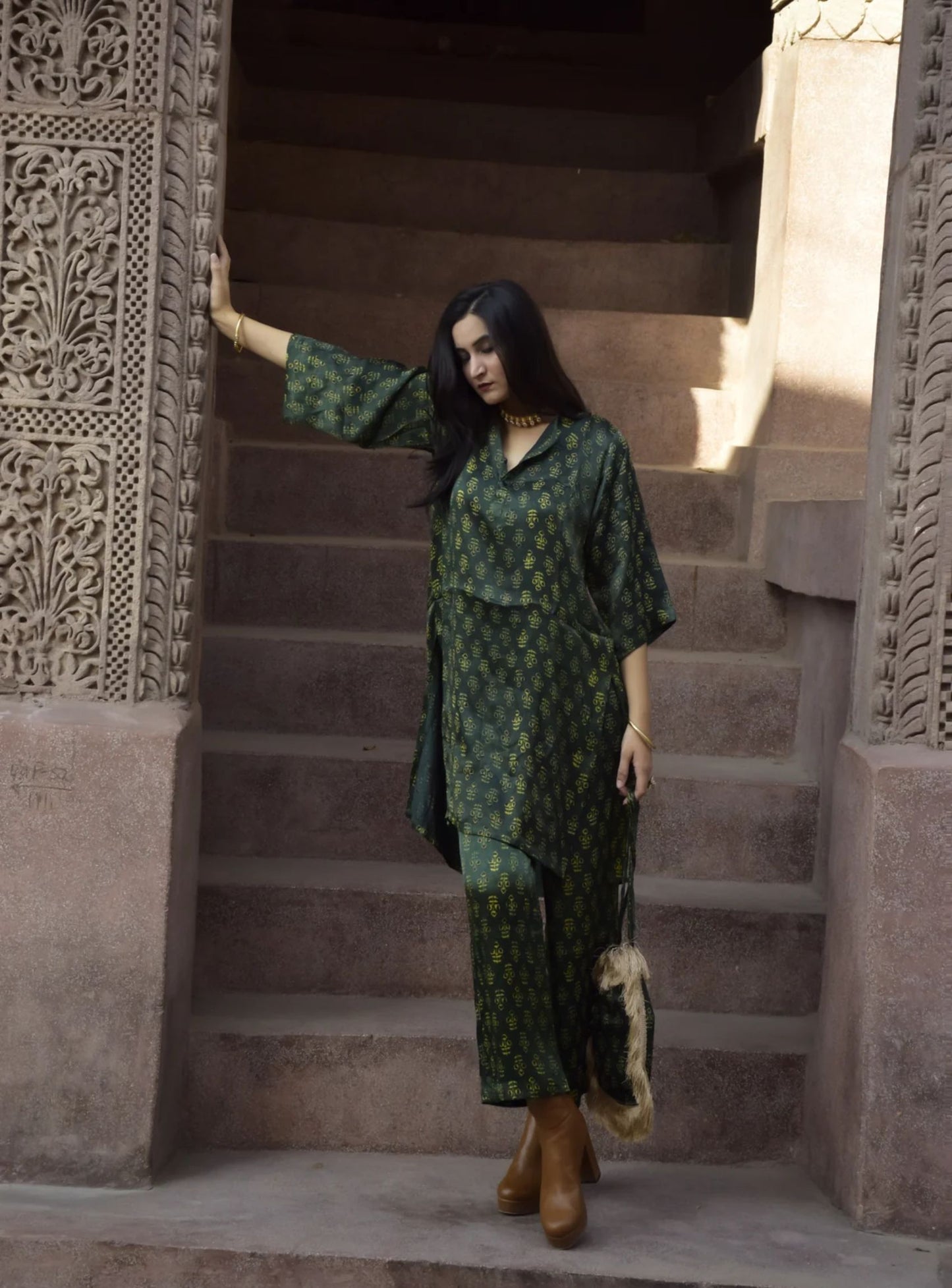 Green Hand Block Printed Co-ord Set