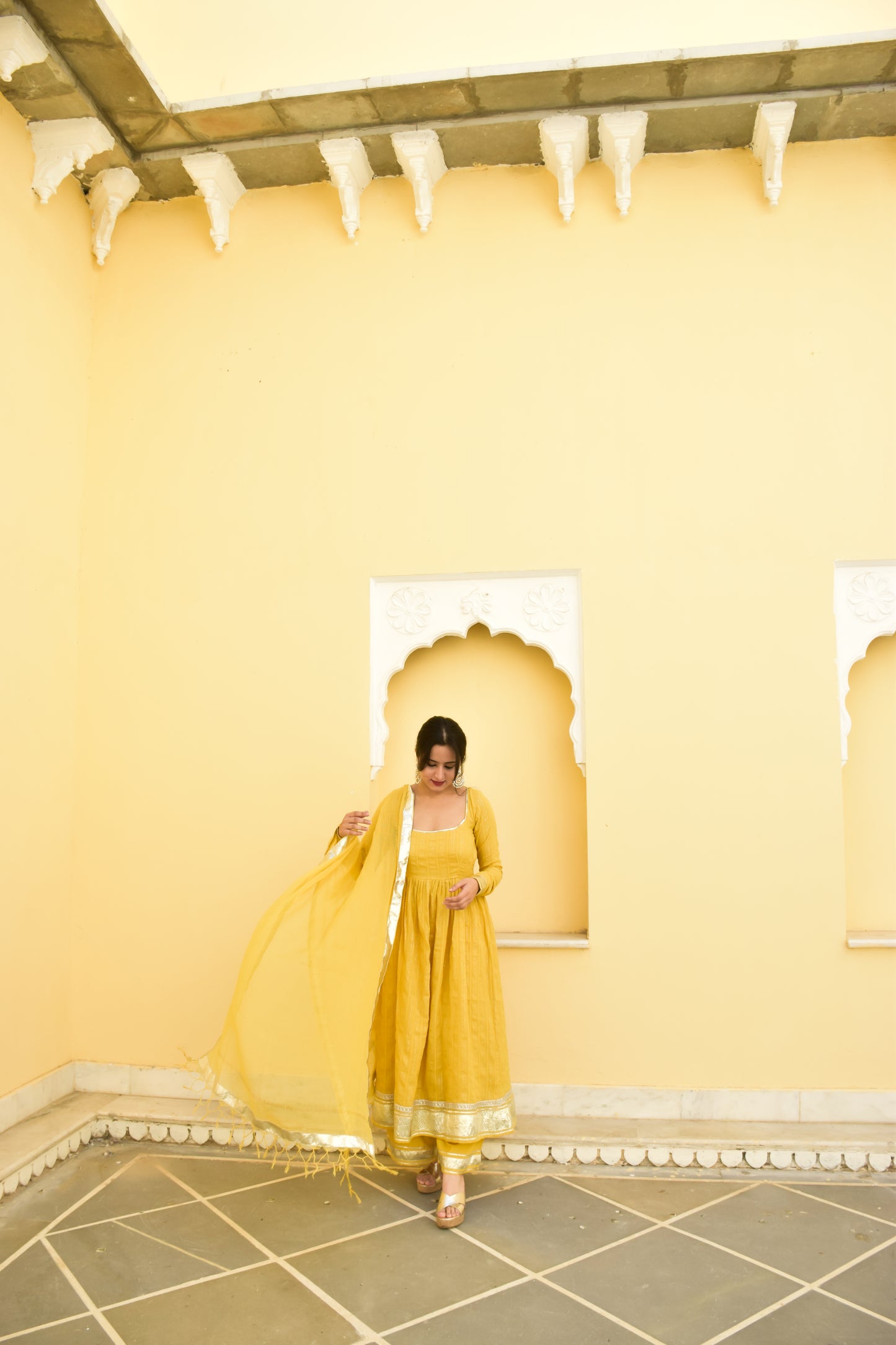 Yellow Anarkali Gotapatti Suit