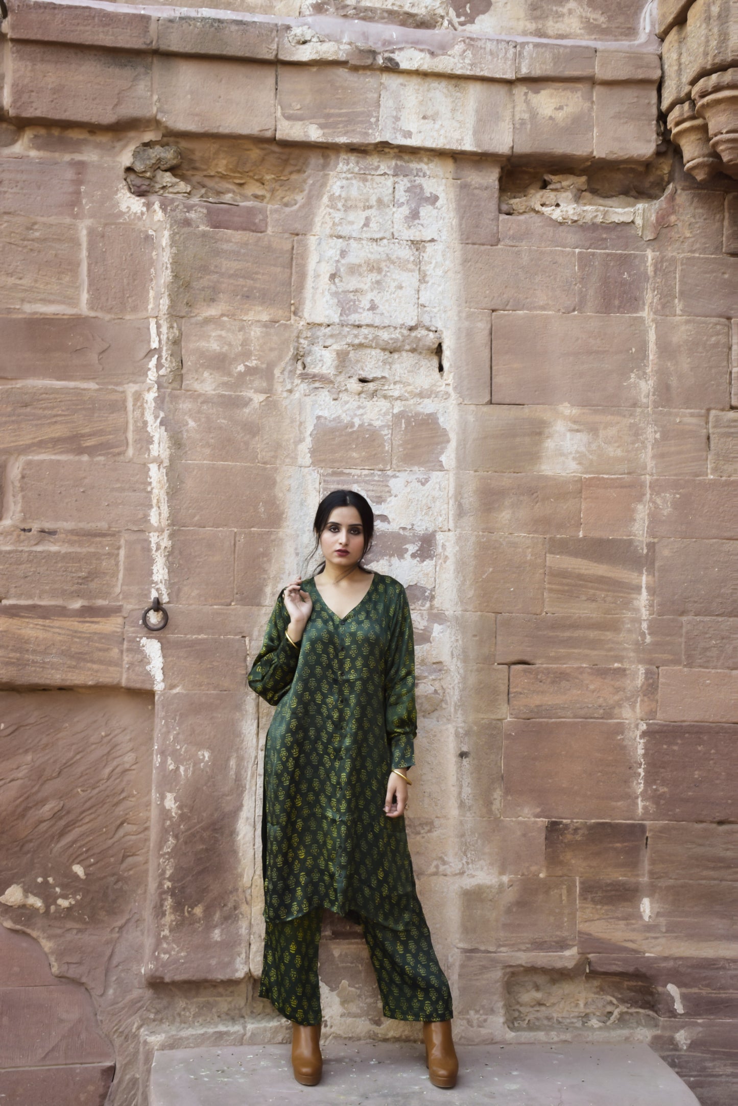 Green Hand Block Printed Co-ord Set