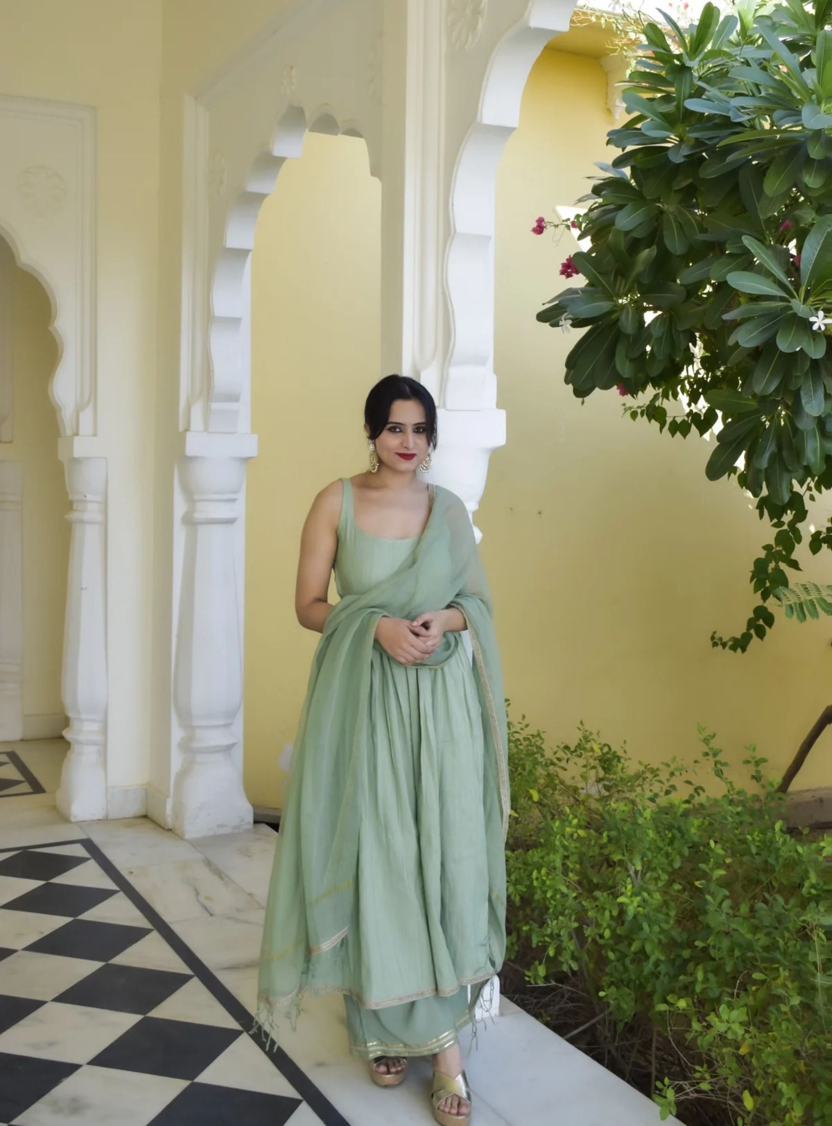 Pista Colour Anarkali Suit Pista Colour Anarkali Suit