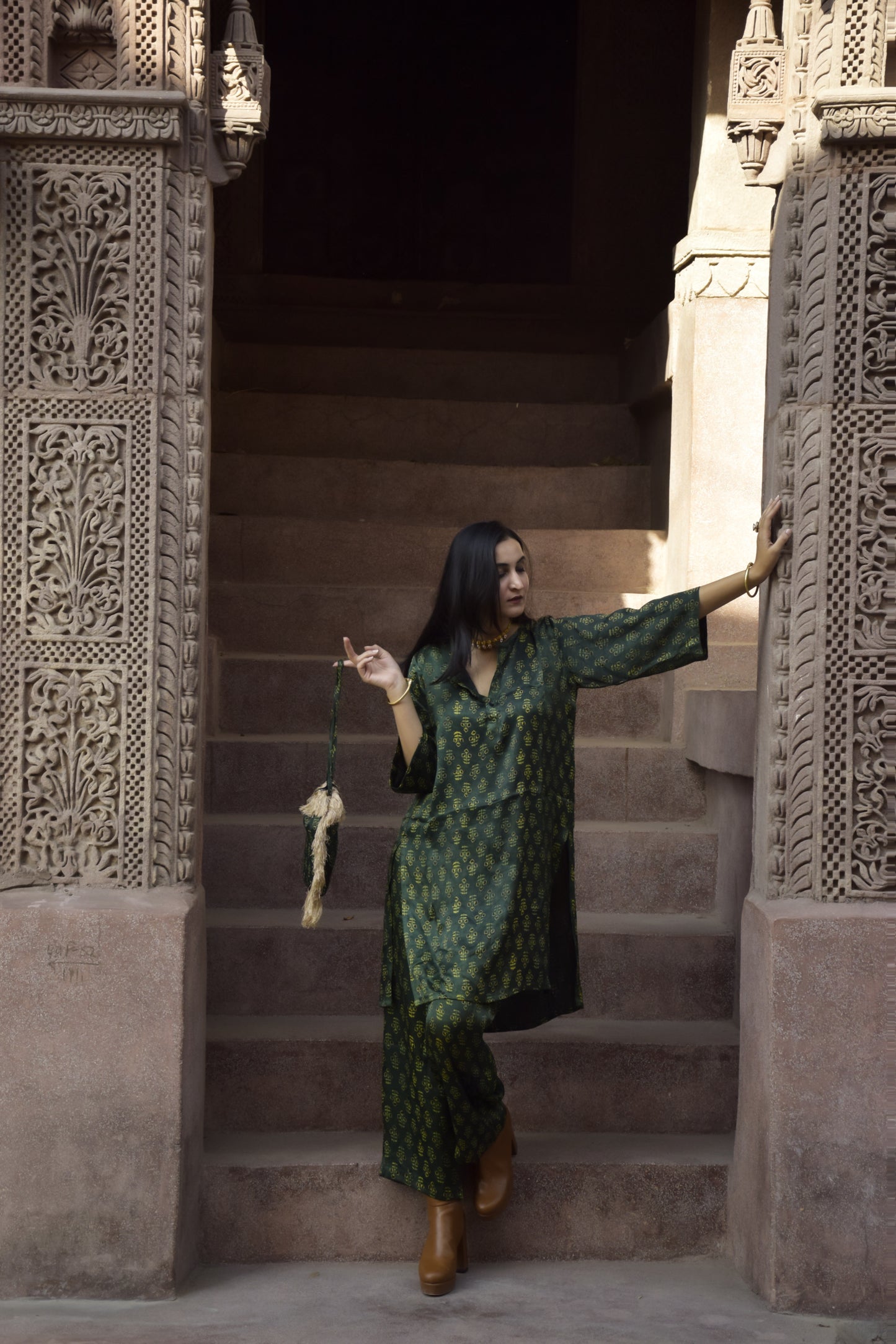 Green Hand Block Printed Co-ord Set