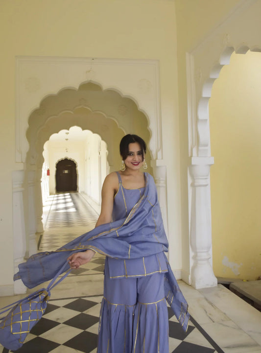 Cornflower Blue Sharara Set