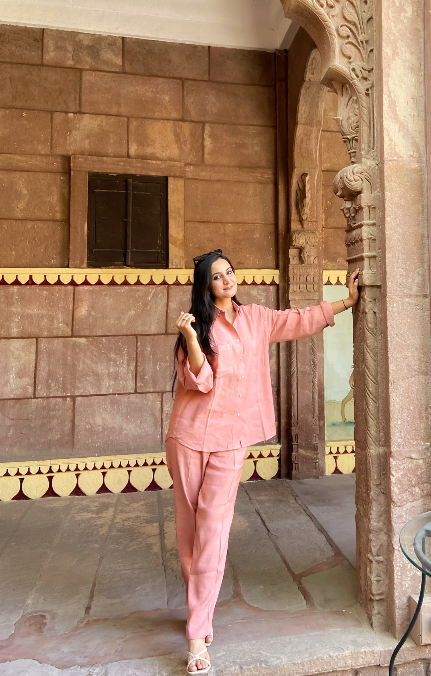 Peach linen coord set