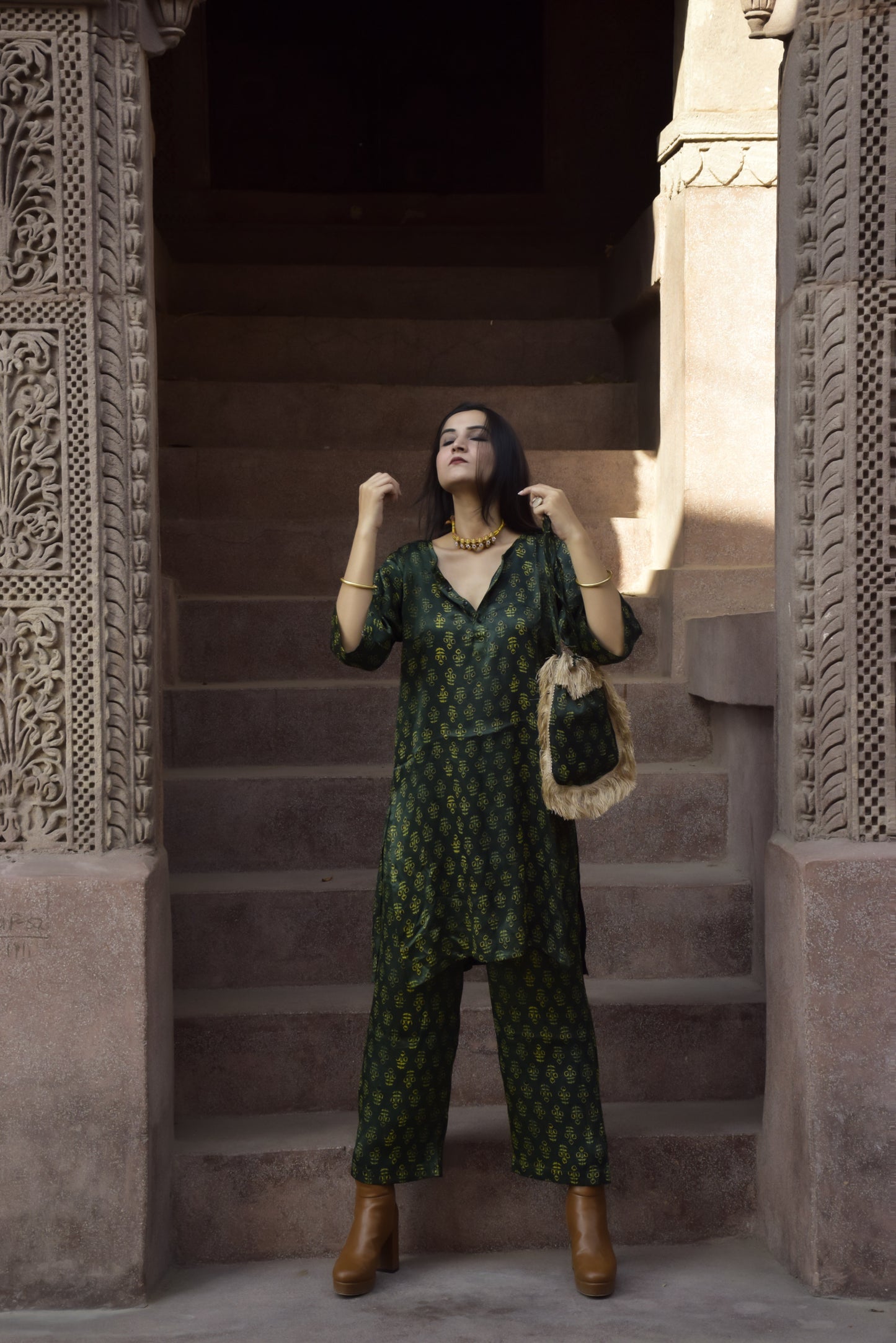 Green Hand Block Printed Co-ord Set