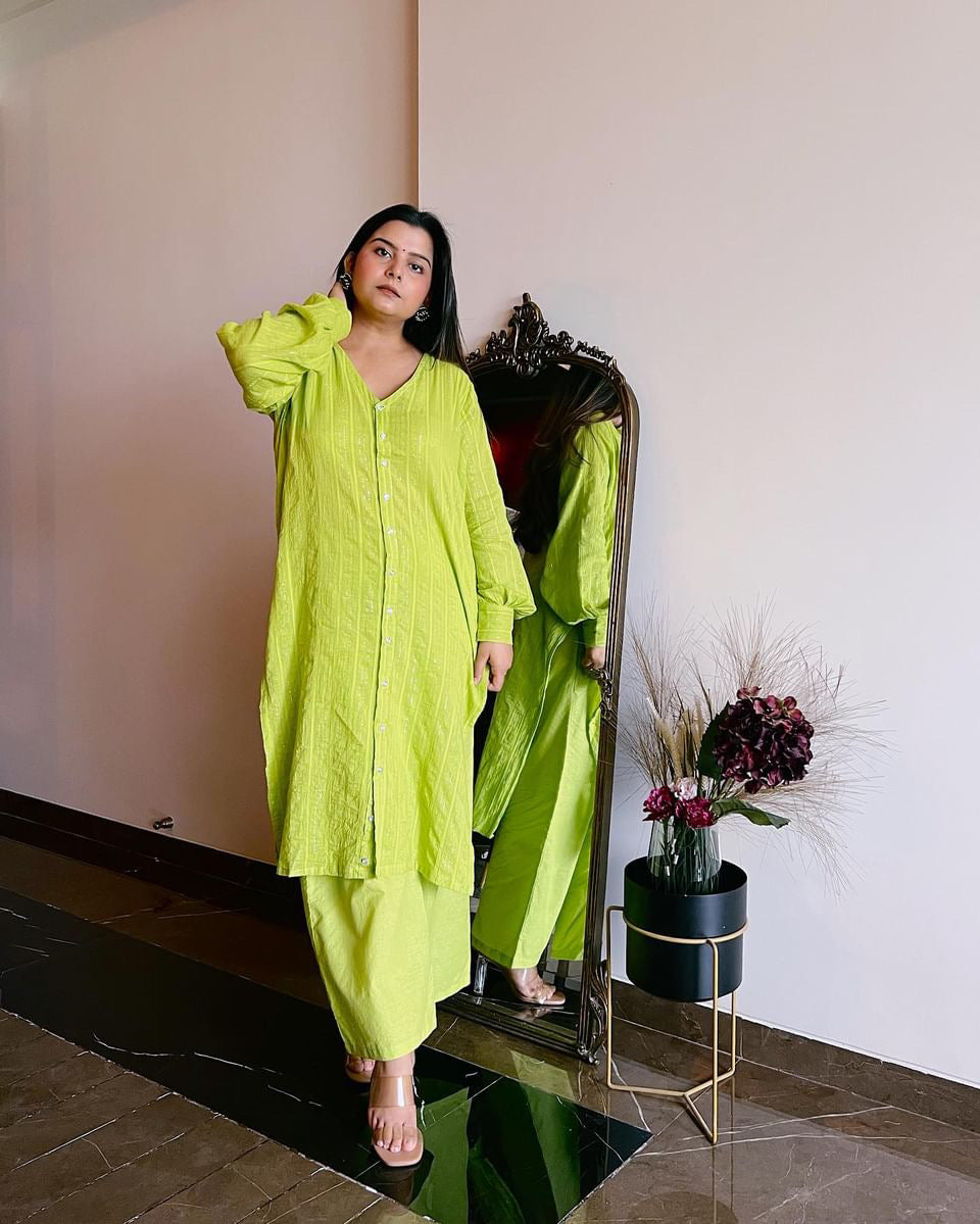 Lime Green Kurta Pant Set