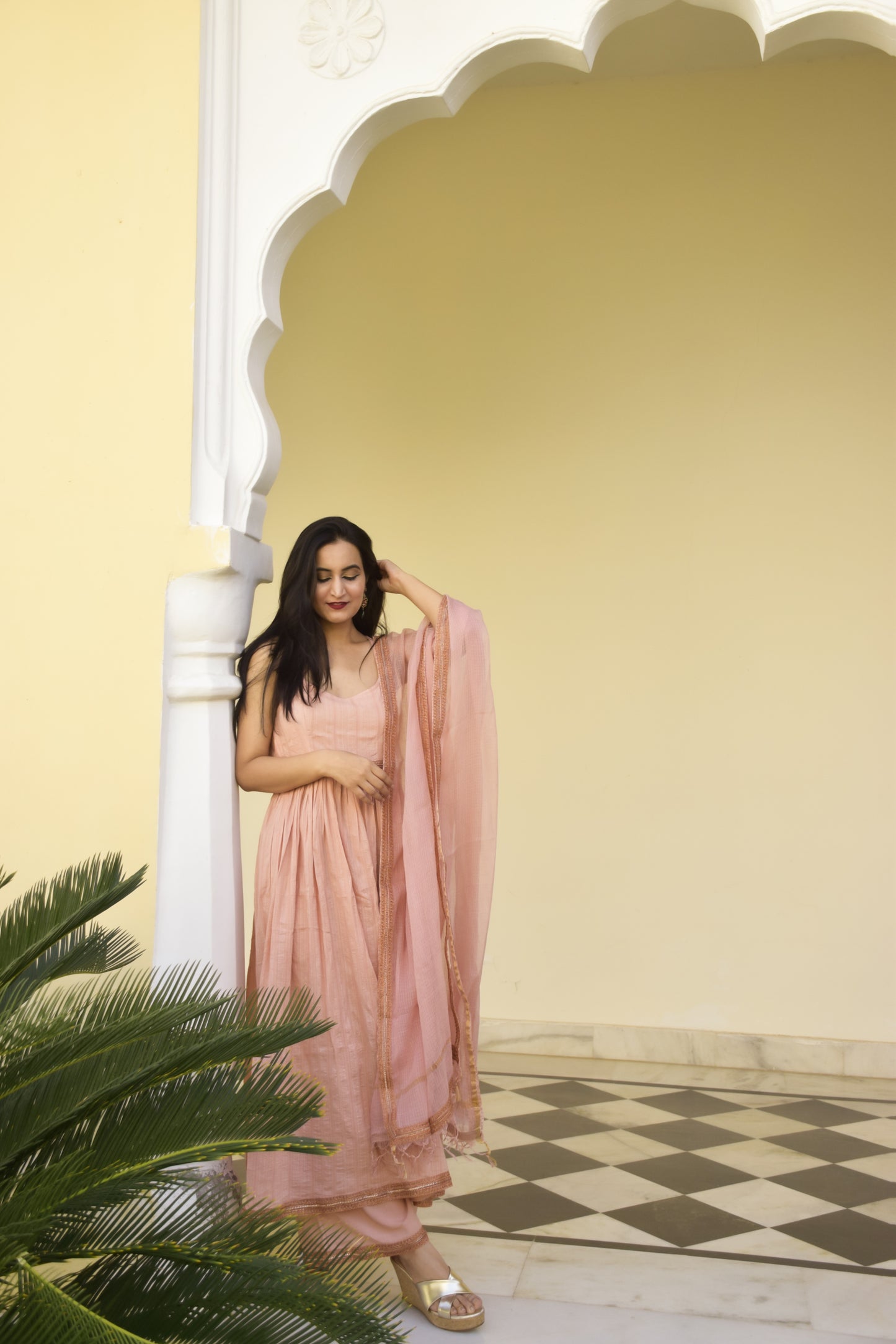 Peach Anarkali Suit