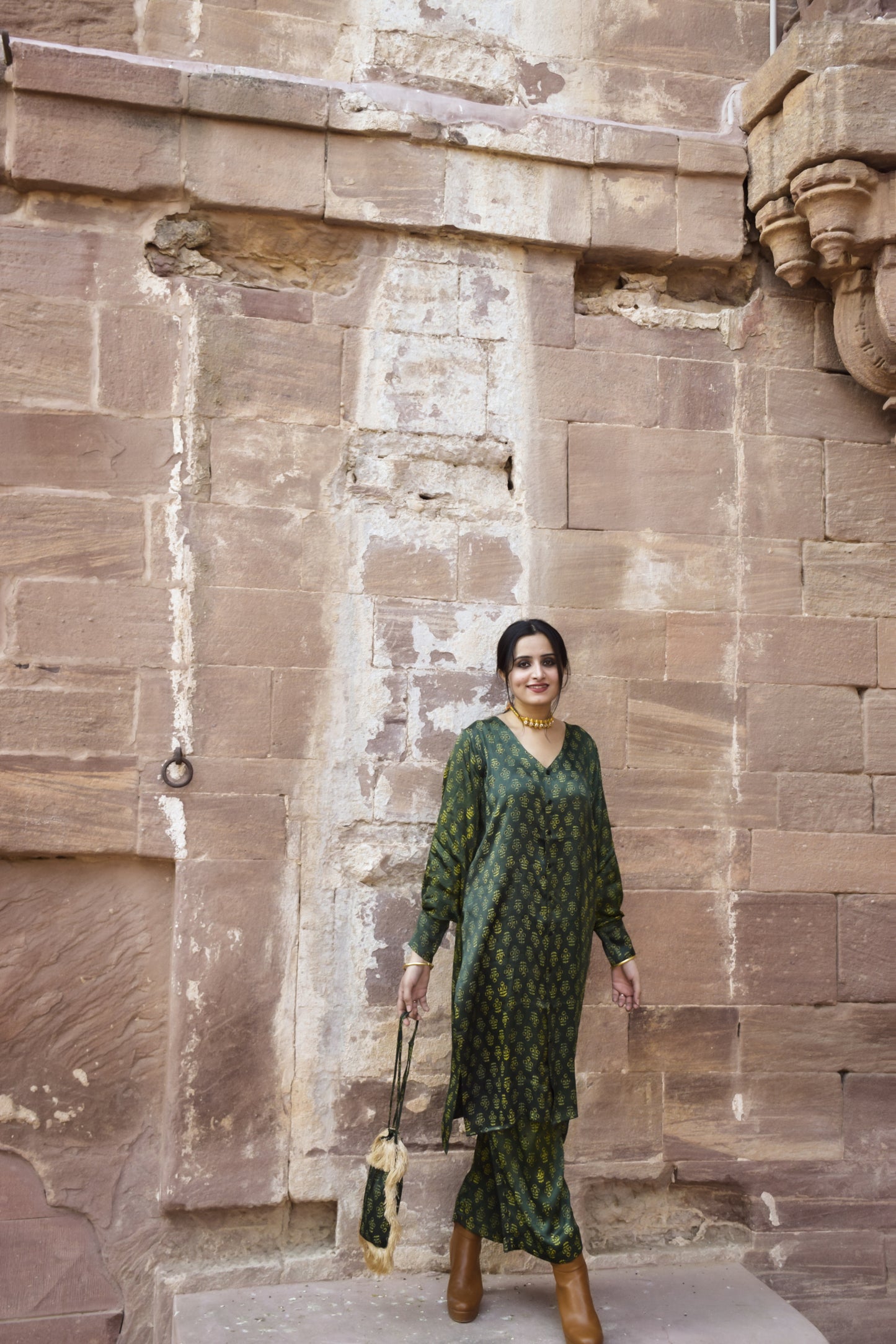 Green Hand Block Printed Co-ord Set