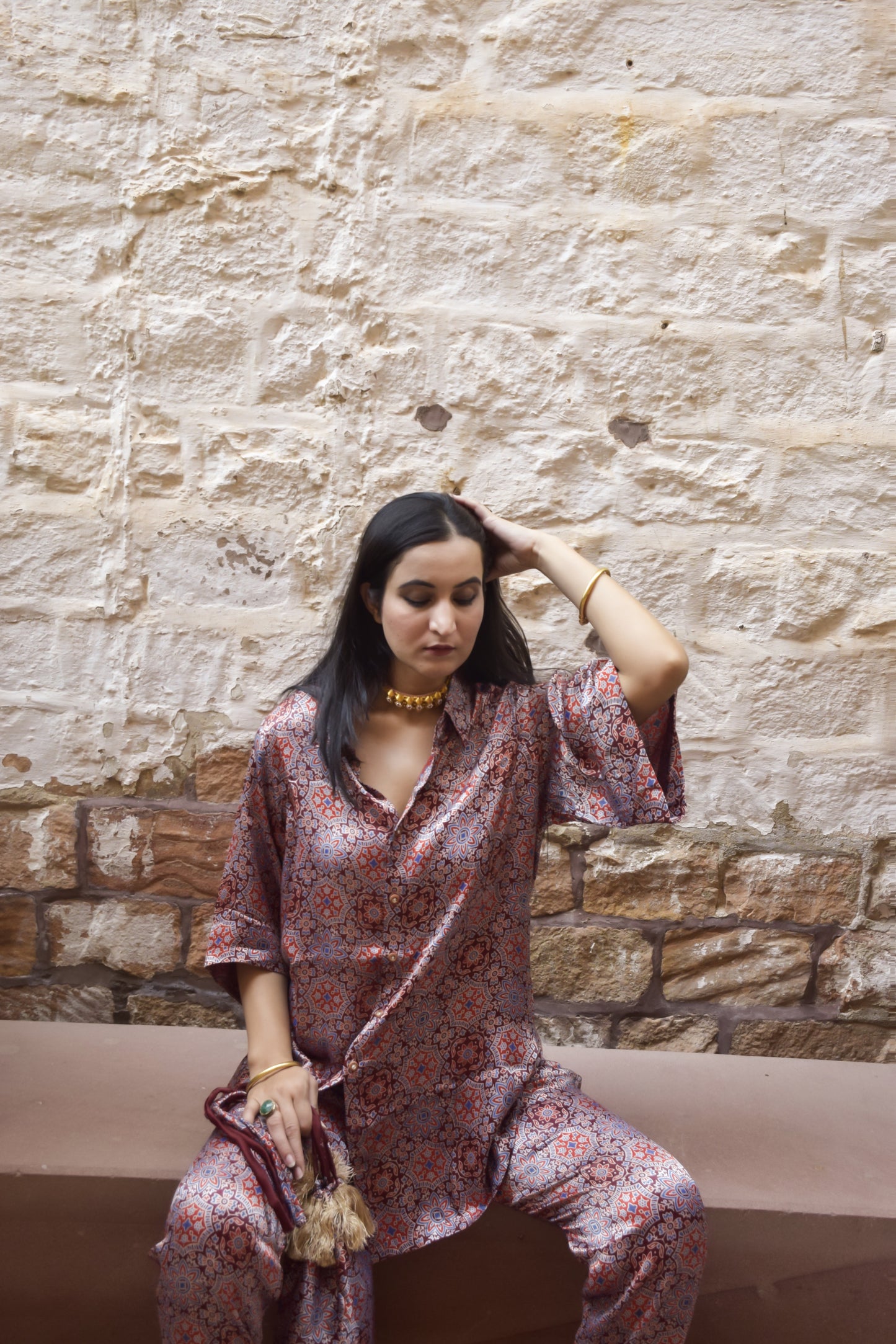 Maroon Hand Block Printed Co-ord Set