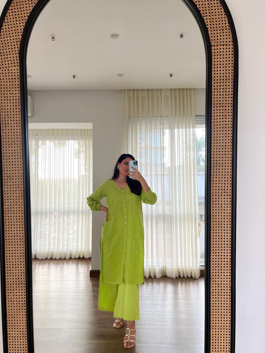 Lime Green Kurta Pant Set