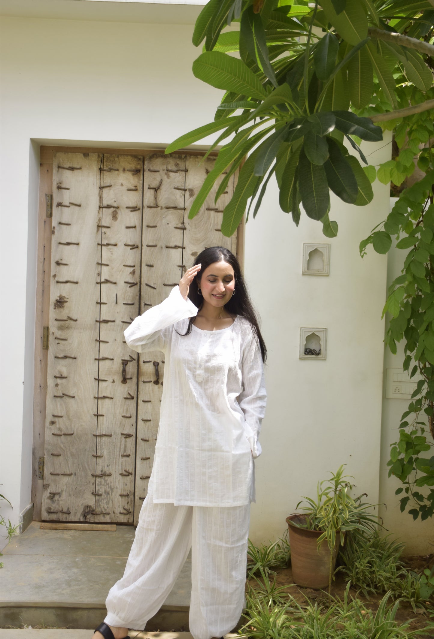 The Lazy Sunday white tunic set