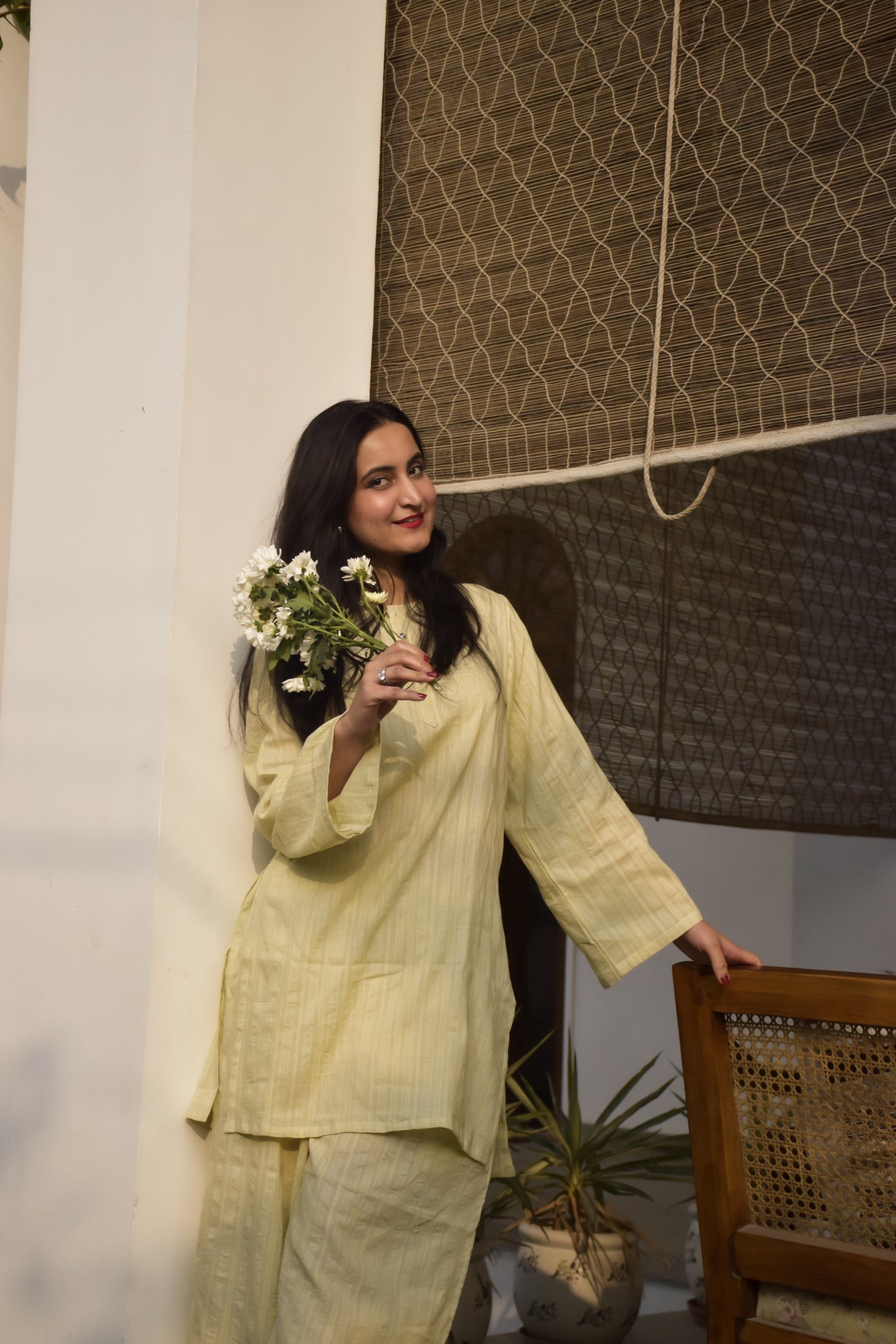 Amber Cream Colour Cotton Kurta Set