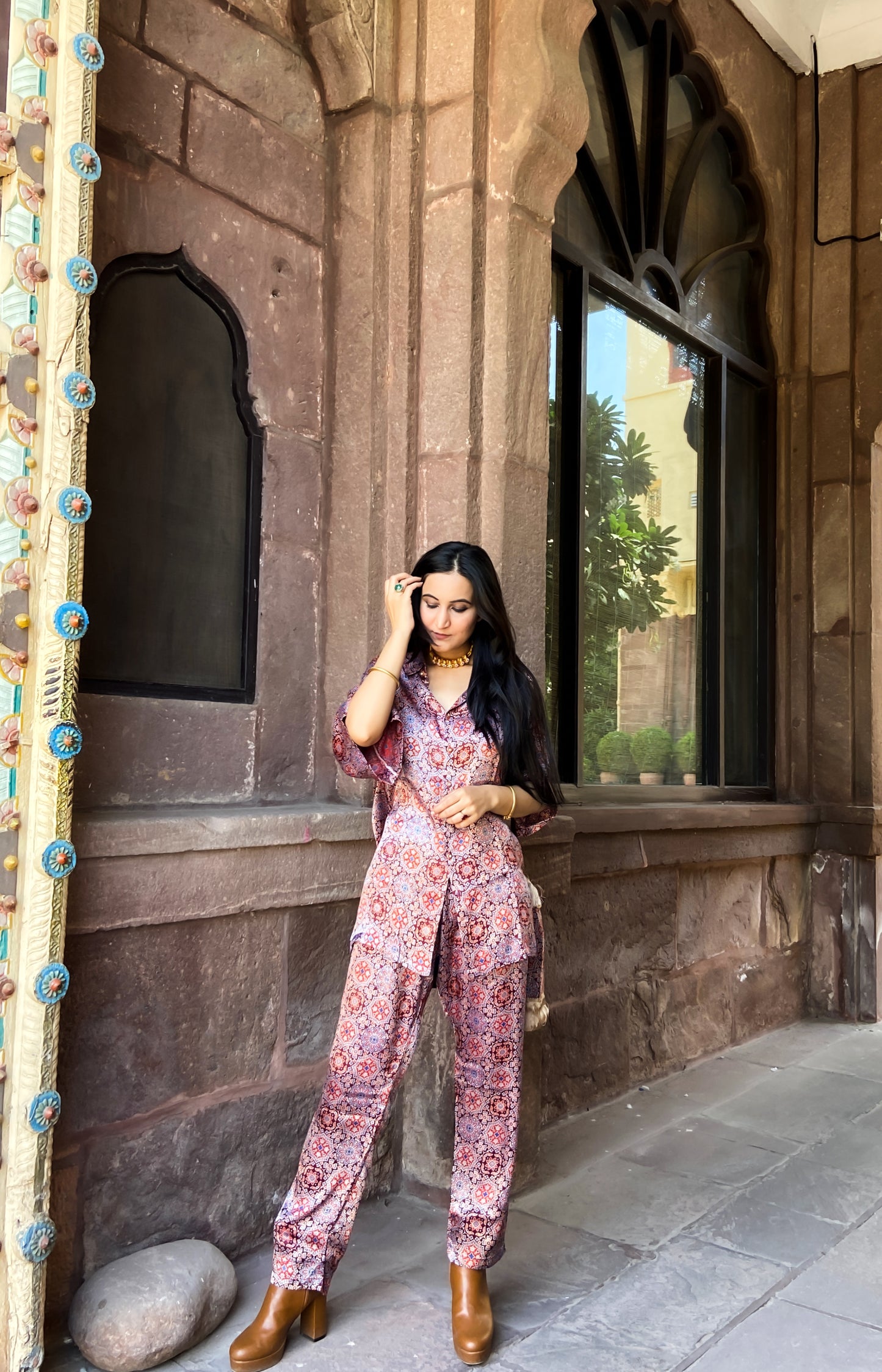 Maroon Hand Block Printed Co-ord Set