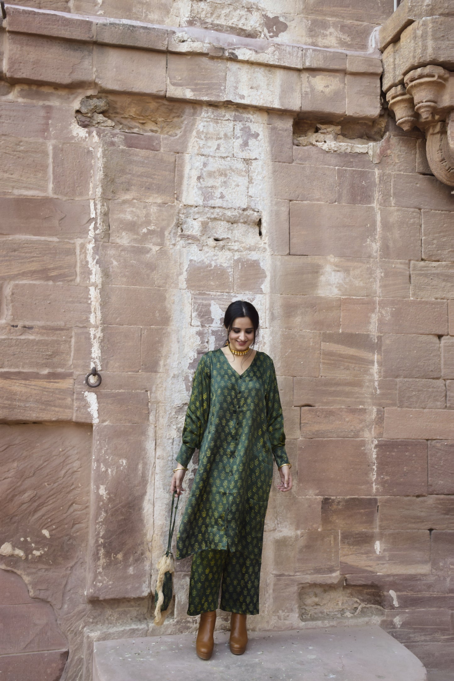 Green Hand Block Printed Co-ord Set