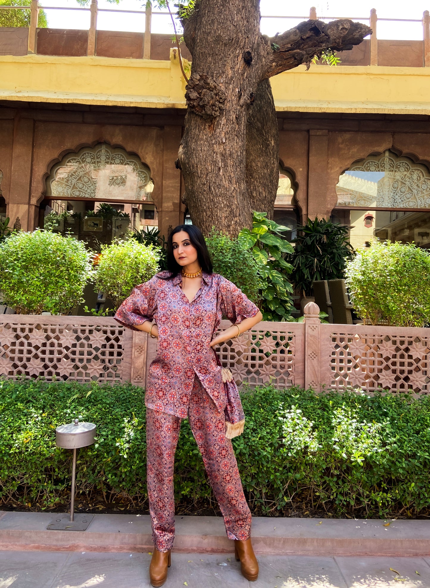 Maroon Hand Block Printed Co-ord Set