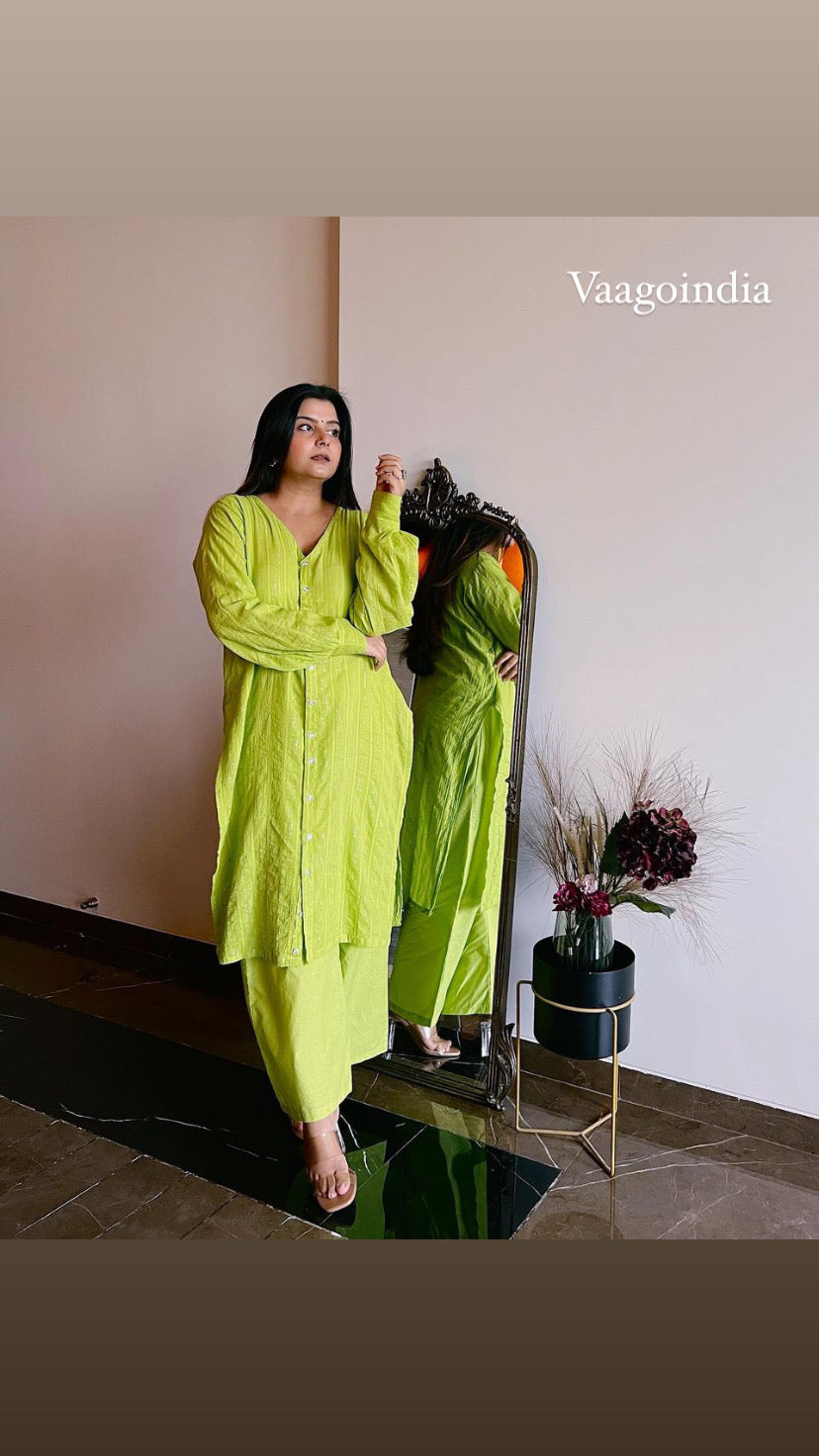 Lime Green Kurta Pant Set