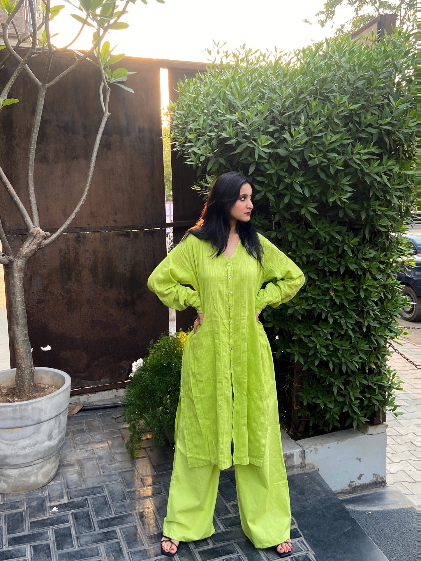 Lime Green Kurta Pant Set