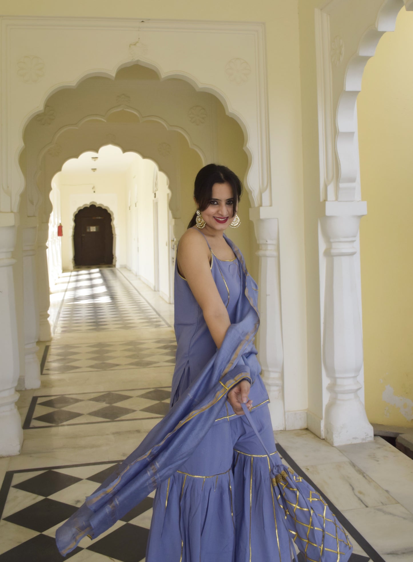 Cornflower Blue Sharara Set