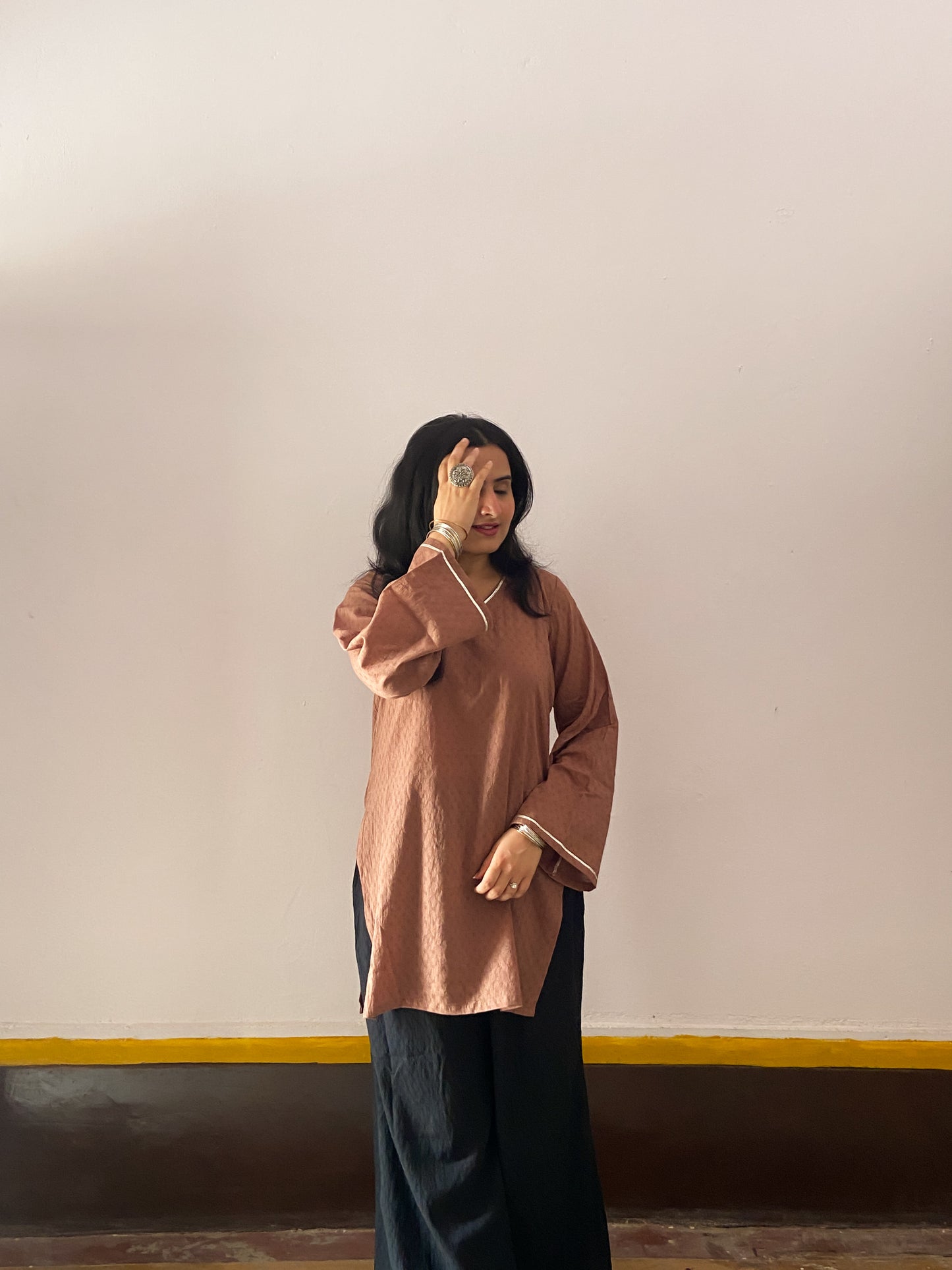 Brown & Black Kurta Set