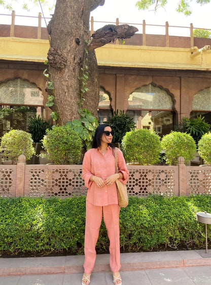 Peach linen coord set