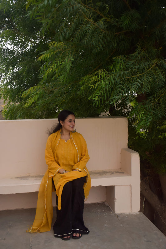 Mustard & Black Gota Suit Set
