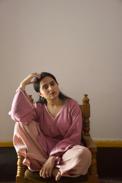 Blush Pink Cotton Kurta Set