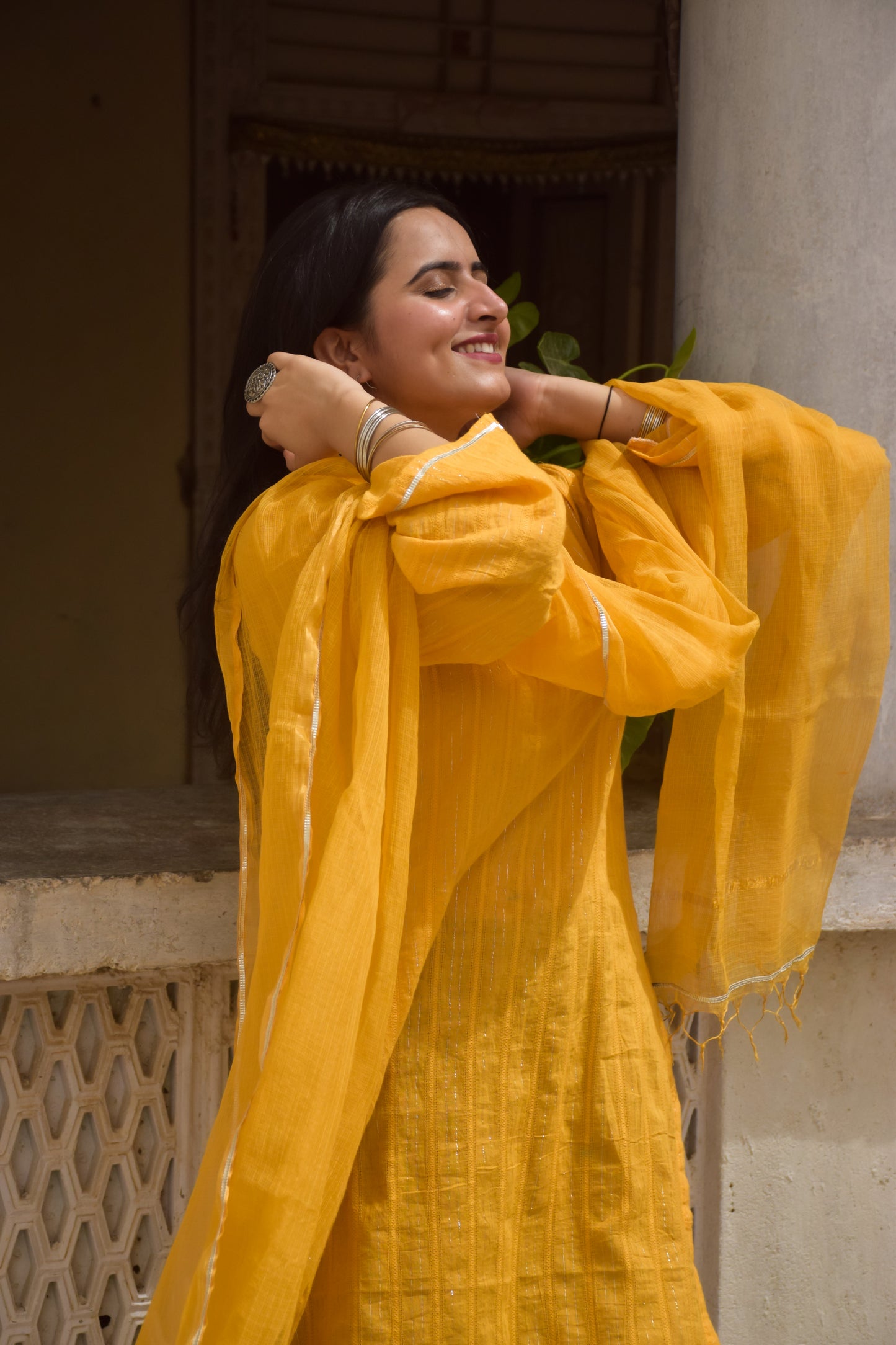 Mustard & Black Gota Suit Set