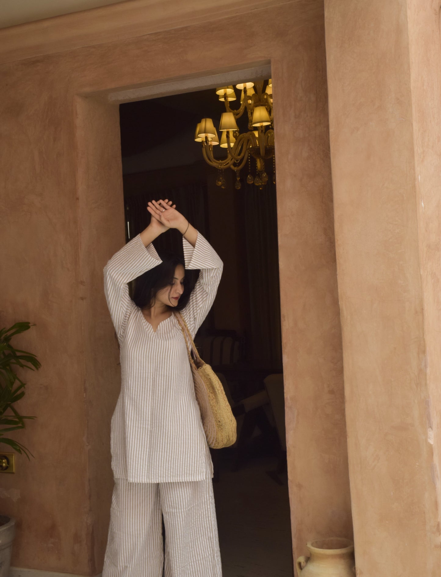 Brown Stripe Coord Set