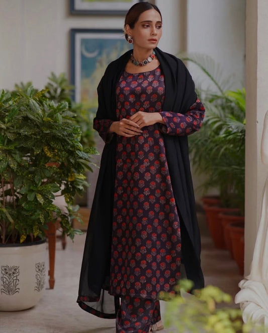Black Ajrakh Suit