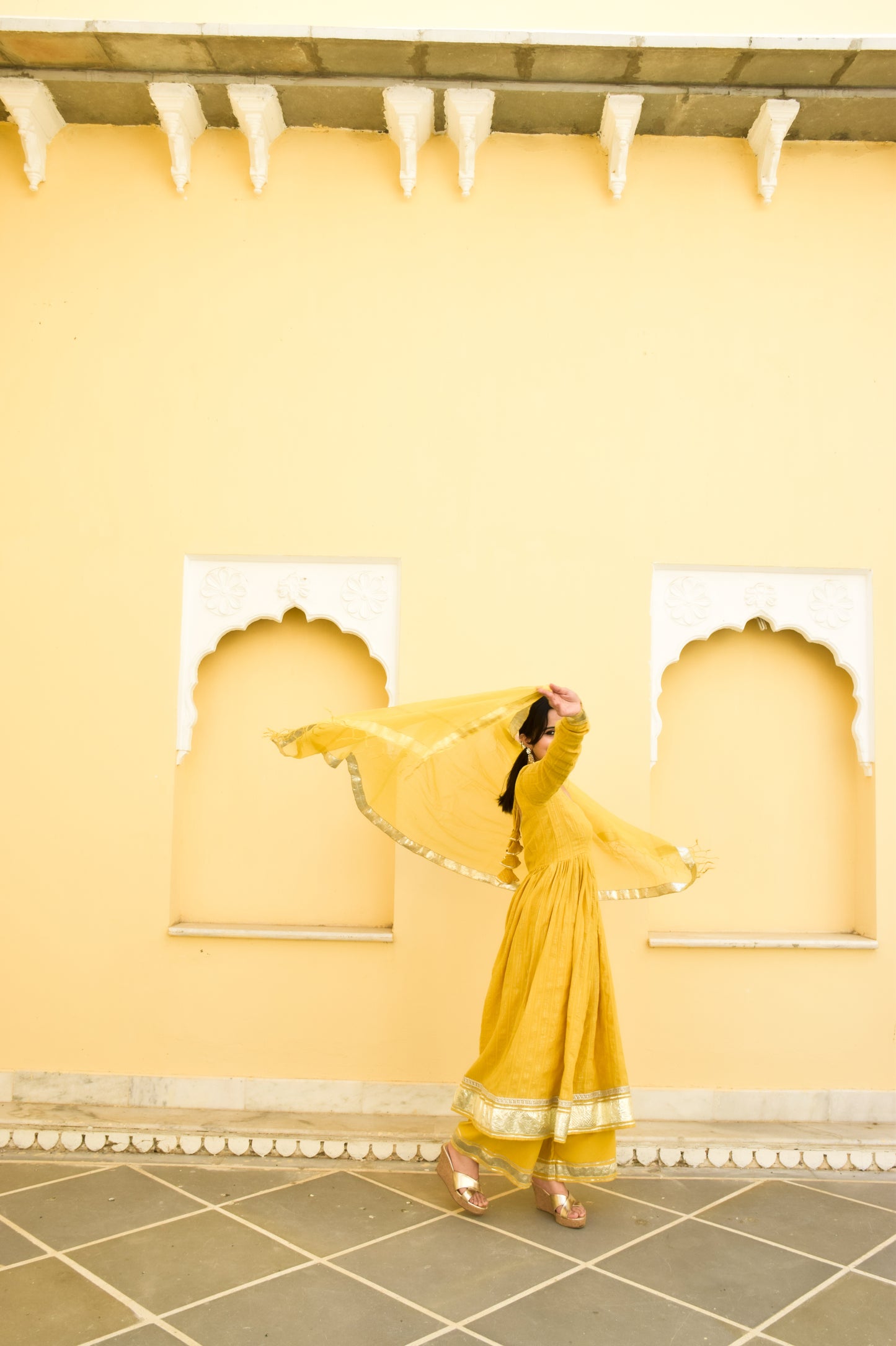 Yellow Anarkali Gotapatti Suit