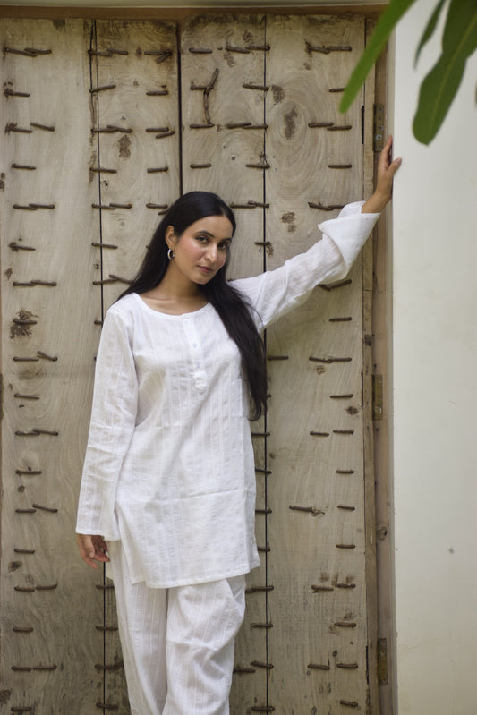 The Lazy Sunday white tunic set
