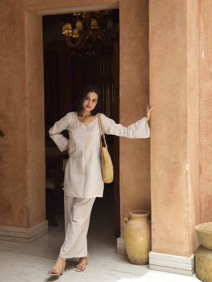 Brown Stripe Coord Set