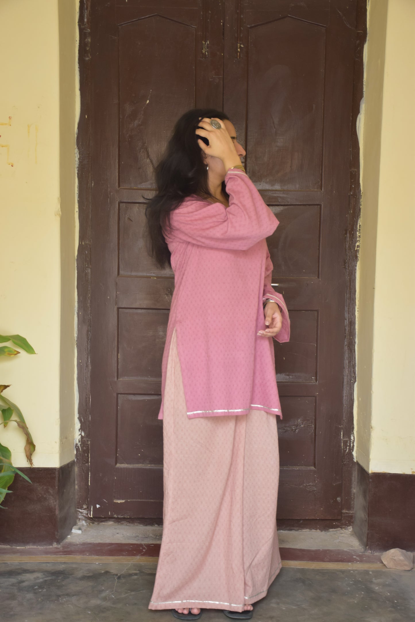 Blush Pink Cotton Kurta Set