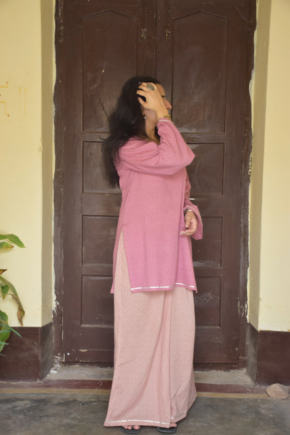 Blush Pink Cotton Kurta Set