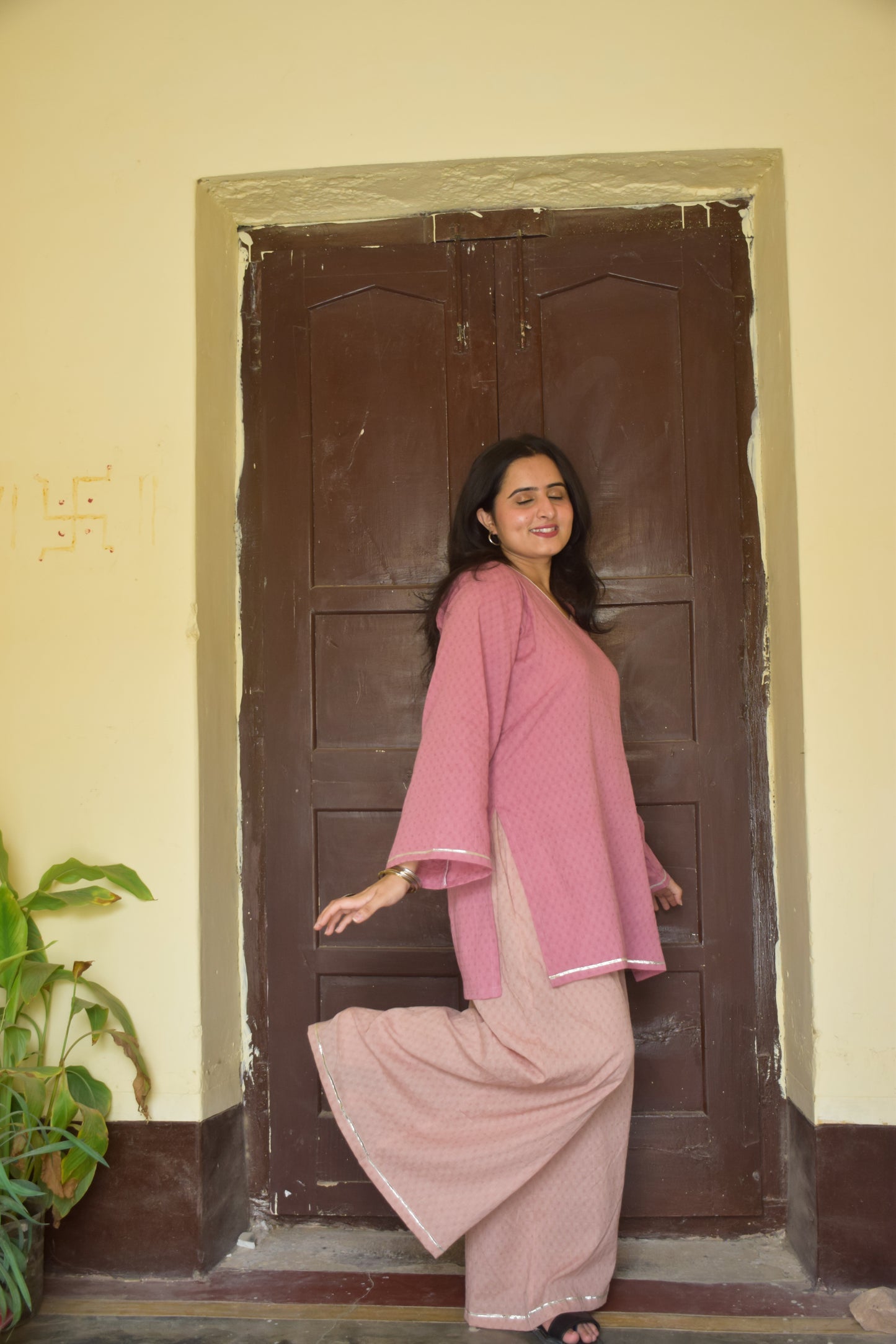Blush Pink Cotton Kurta Set