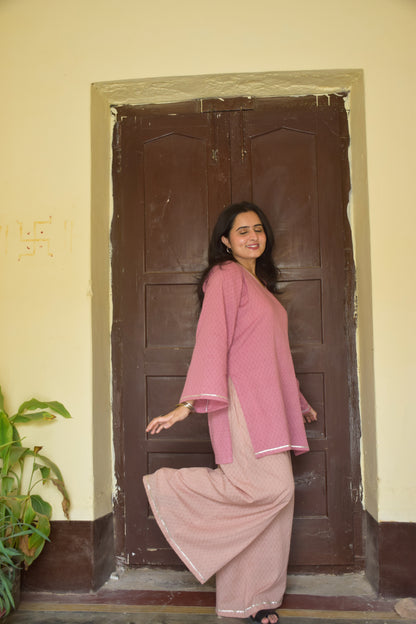 Blush Pink Cotton Kurta Set