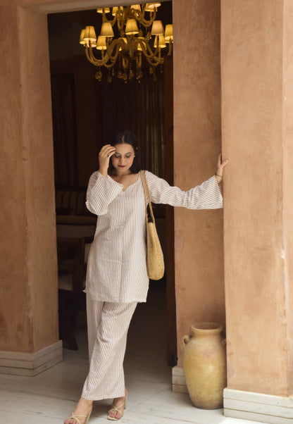 Brown Stripe Coord Set