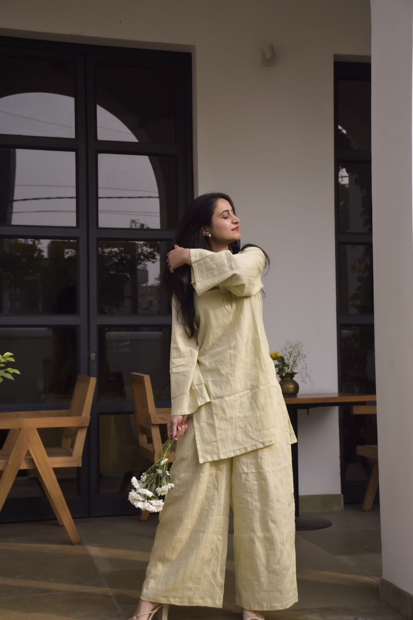 Amber Cream Colour Cotton Kurta Set