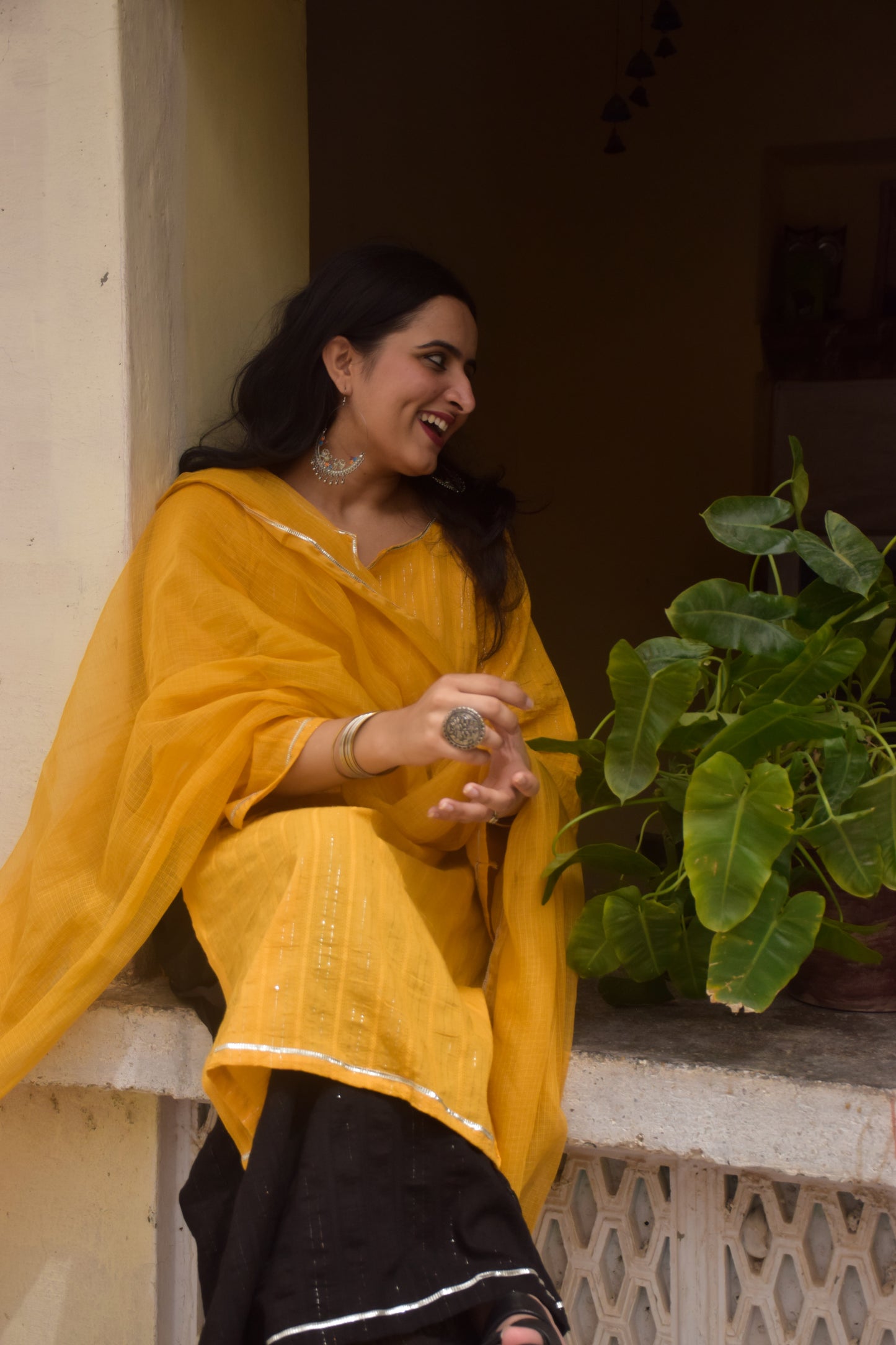 Mustard & Black Gota Suit Set
