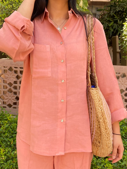 Peach linen coord set