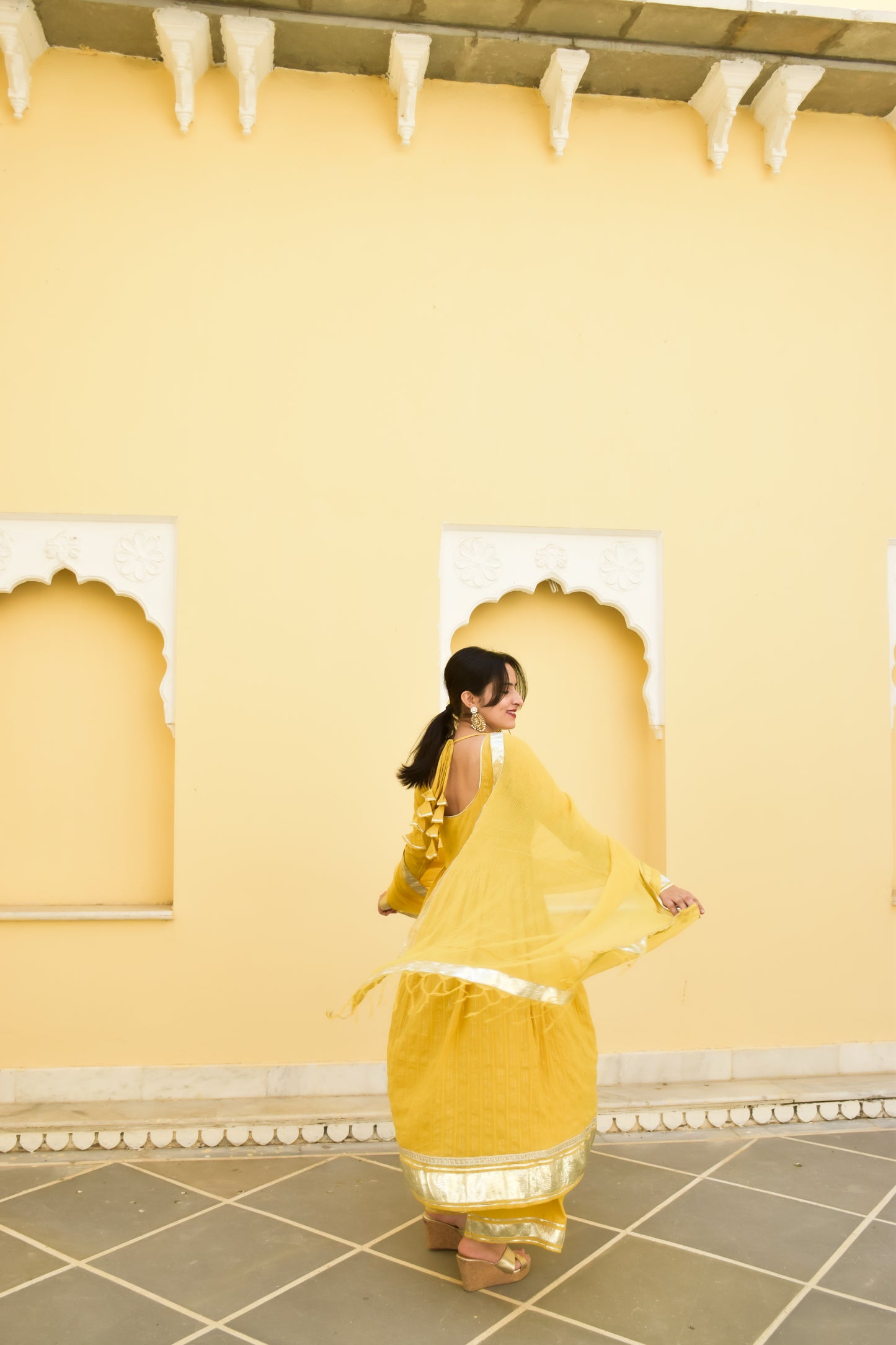 Yellow Anarkali Gotapatti Suit