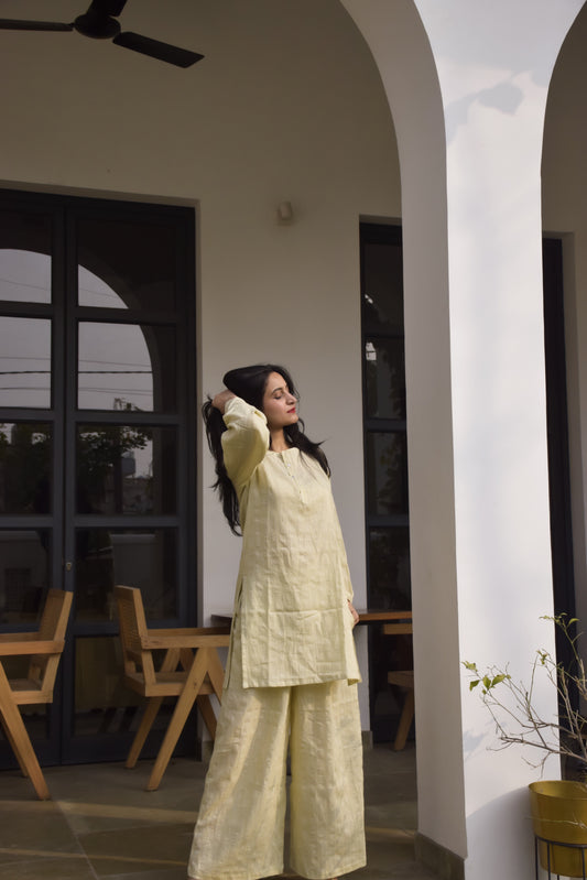Amber Cream Colour Cotton Kurta Set