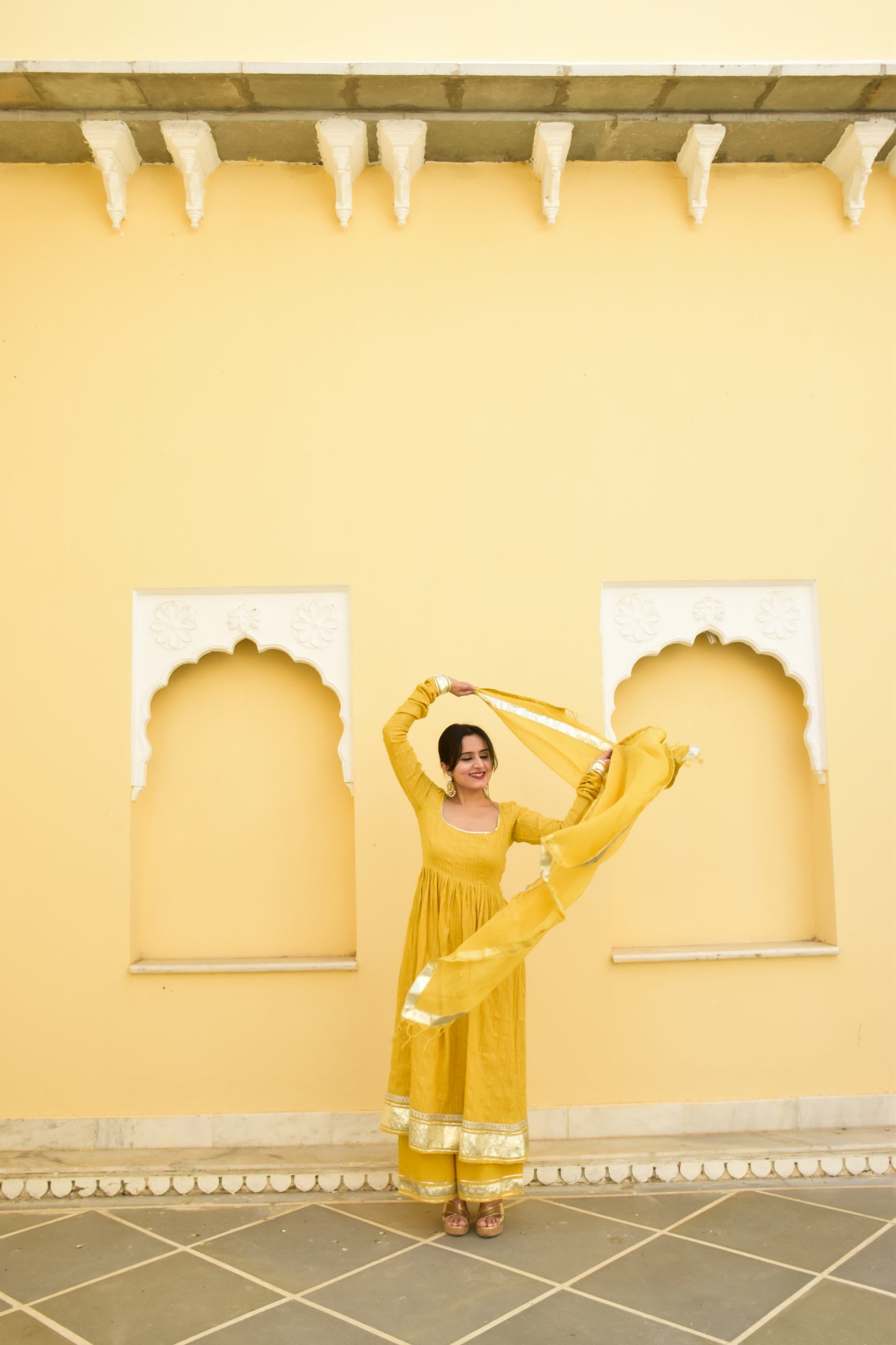 Yellow Anarkali Gotapatti Suit