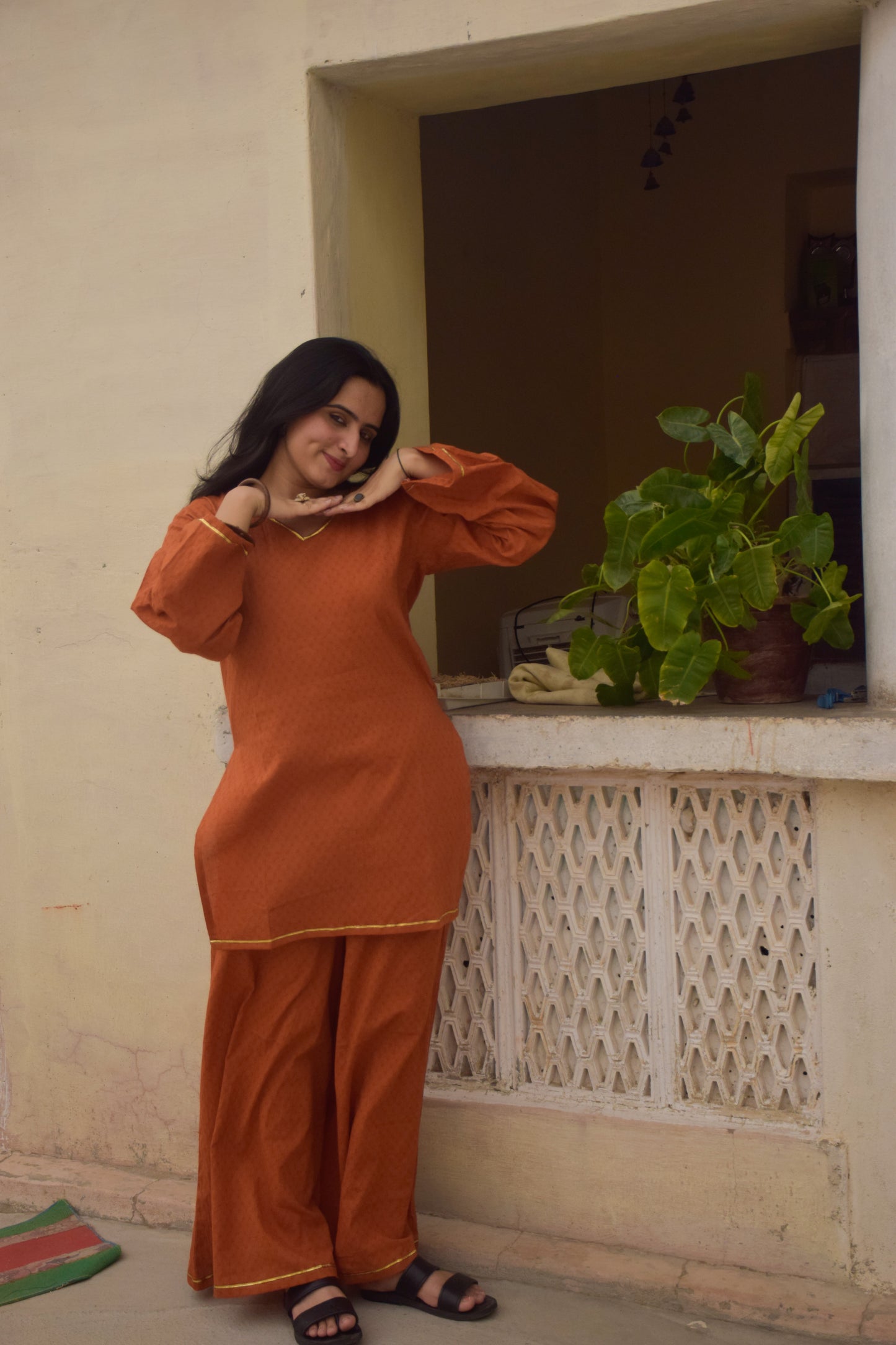 Rust Orange Kurta Set