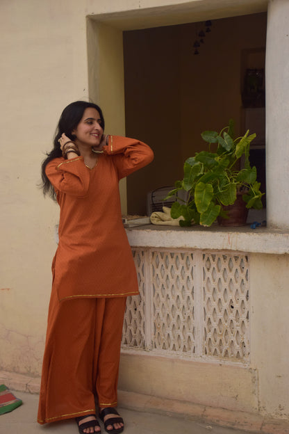 Rust Orange Kurta Set